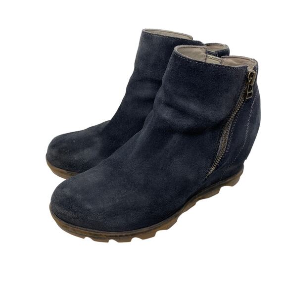 Sorel Joan Of Arctic Wedge Zip Ankle Boots Womens 11 Dark Gray Suede *READ - Picture 2 of 8